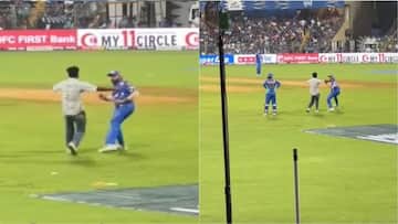 रोहित शर्मा को चलते मैच में डर से अफरा-तफरी, फैन की ऐसी हरकत का वीडियो देखें।